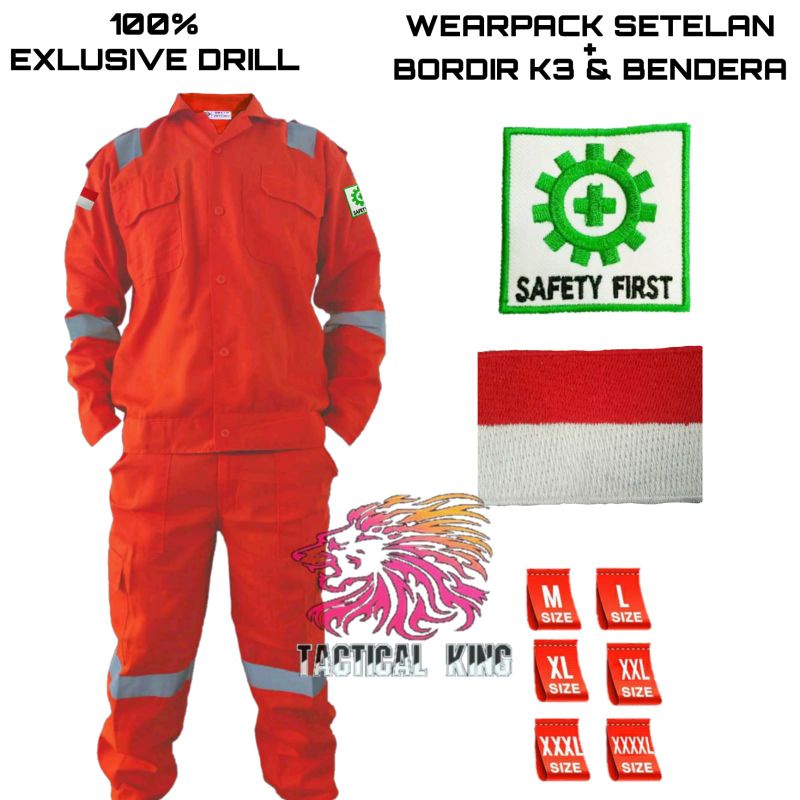 wearpack safety stelan Wearpack Coverall Safety/ Baju Bengkel/Seragam proyek/Seragam Lapangan