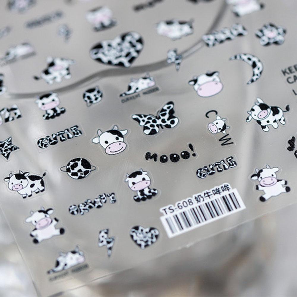 AUGUSTINA Agustina 5D Terukir Stiker Kuku Indah Kupu-Kupu Sapi Silder Decal DIY Nail Art Perhiasan