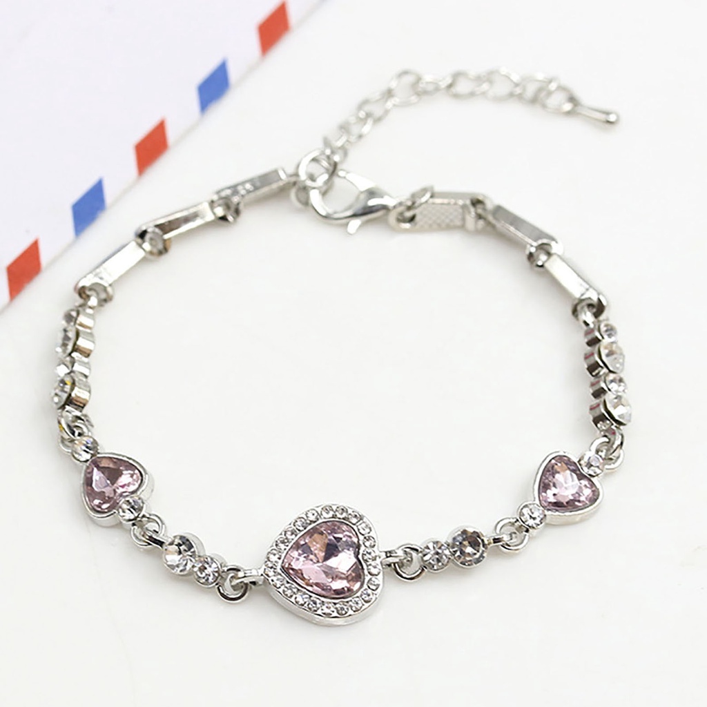 Hu Hu Hu Hu Hu Alat Bantu Pasang Kacamata♡ Gelang Rantai Adjustable Bentuk Hati Bahan Alloy Aksen Berlian Imitasi Warna Biru Untuk Wanita