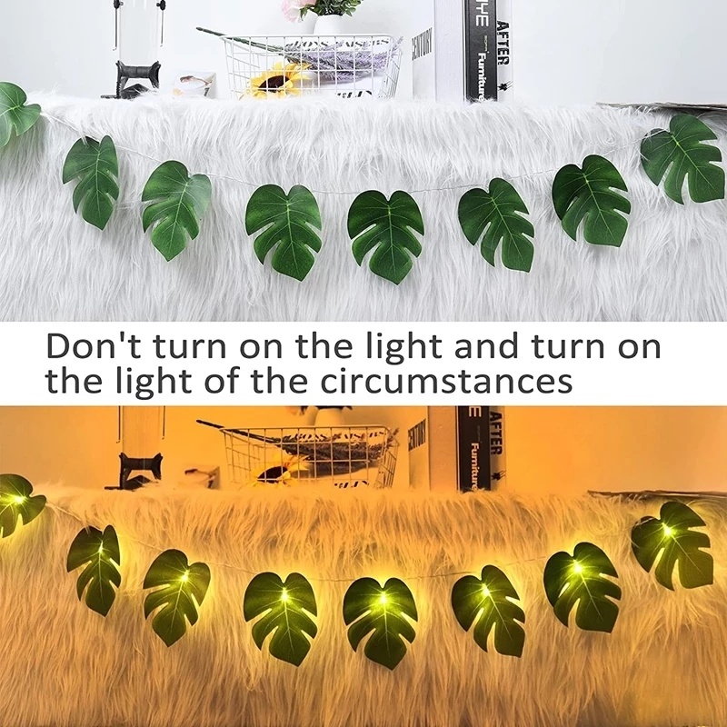 1.5/3meter LED Simulasi Turtle-back Leaf Tropical Leaves Shape Light Strings Tema Safari Anak Pesta Ulang Tahun Dekorasi Kamar Cahaya Rotan