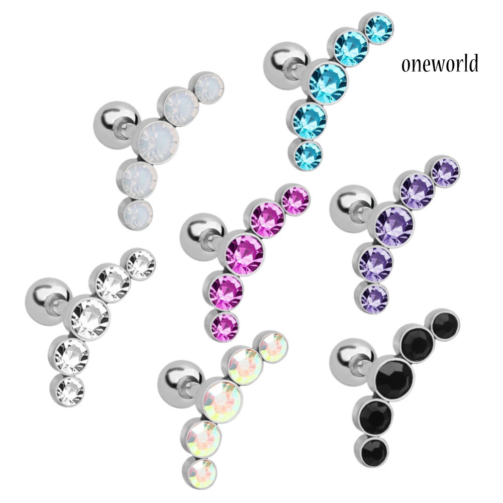 OW@ 1Pc Women Rhinestone Cartilage Helix Tragus Ear Stud Earring Piercing Jewelry