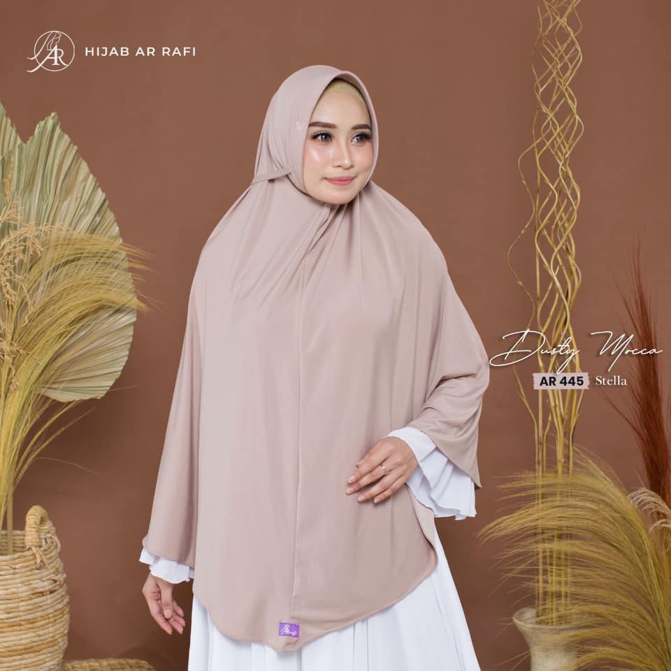 Kerudung Arrafi Hijab Terbaru AR 445 Jumbo Polos Tali Matt Stella Galeri Arrafi Hijab