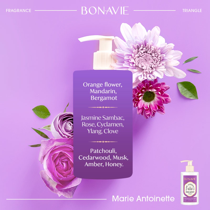 BONAVIE Body Lotion Maison du Safran | Fleur du Jardin | Marie Antoinette | Creme Canele | Citron Glace 250gr Lotion Tubuh