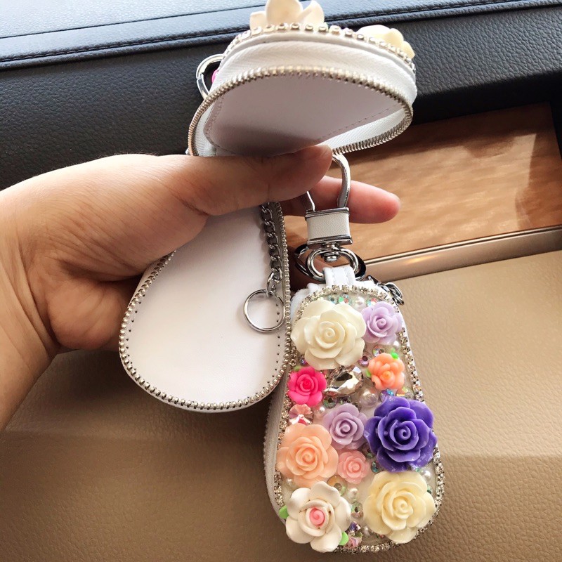 DOMPET KOTAK // Gantungan Kunci Mobil DAD crown canel bling blink impor kulit