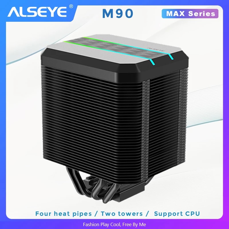 ALSEYE M90 MAX CPU Fan Cooler PWM 90mm 4 Pin 4 Heat Pipe Cooler support X99 motherboard for LGA 775 115x1366 2011 AM2 + AM3 + AM4