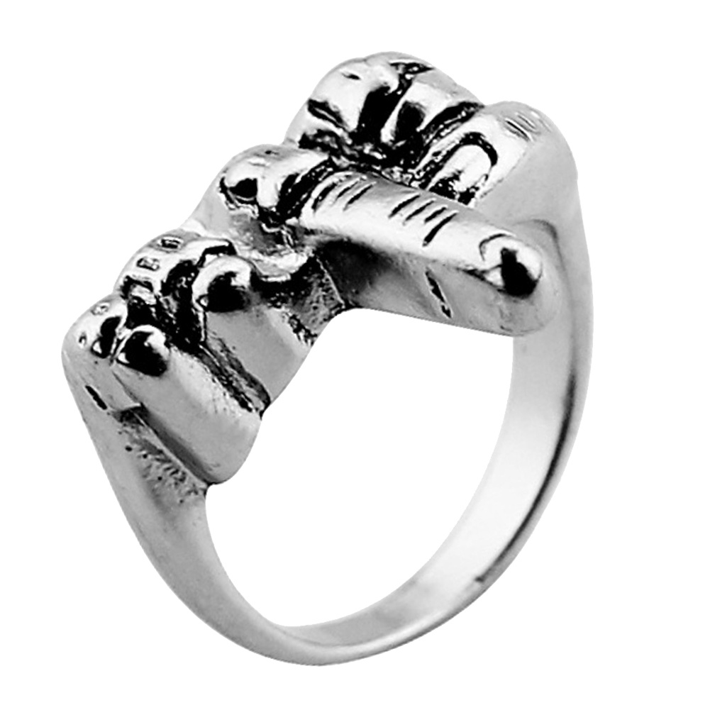 Hu Hu Hu Hu Hu Alat Bantu Pasang Kacamata♡ Cincin Jari Tengah Bahan Metal Gaya Gothic Punk Untuk Pria