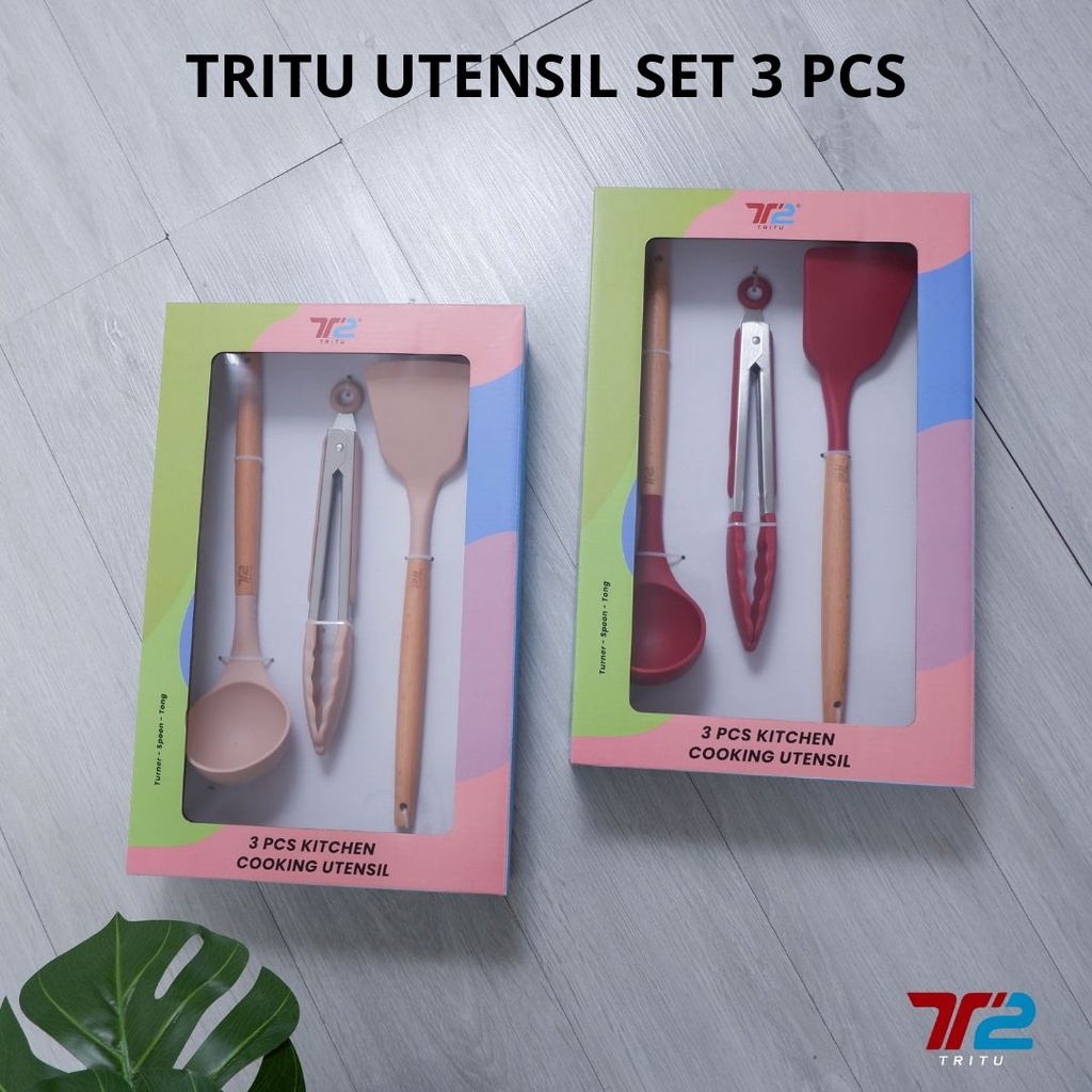 TRITU Utensil Sutil 3 Set Peralatan Memasak Silicone Kitchen Set Spatula Silikon