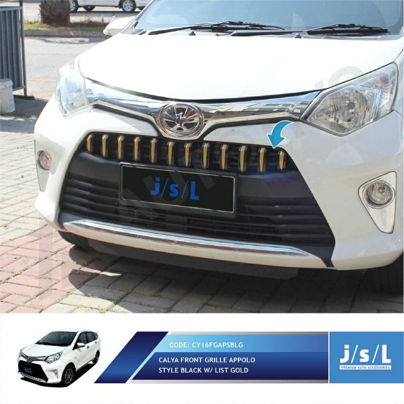 grill depan Calya Apollo hitam list merah silver abu kuning chrome hitam putih gold biru jsl