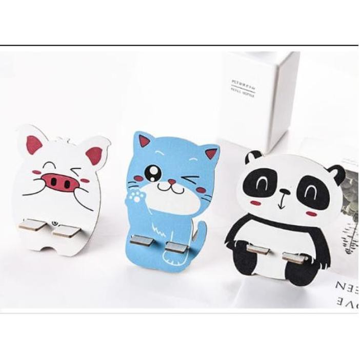 Unik Phone Stand HP Holder Dudukan Holder Docking Stand HP Bahan Kayu Motif - SERIGALA Promo