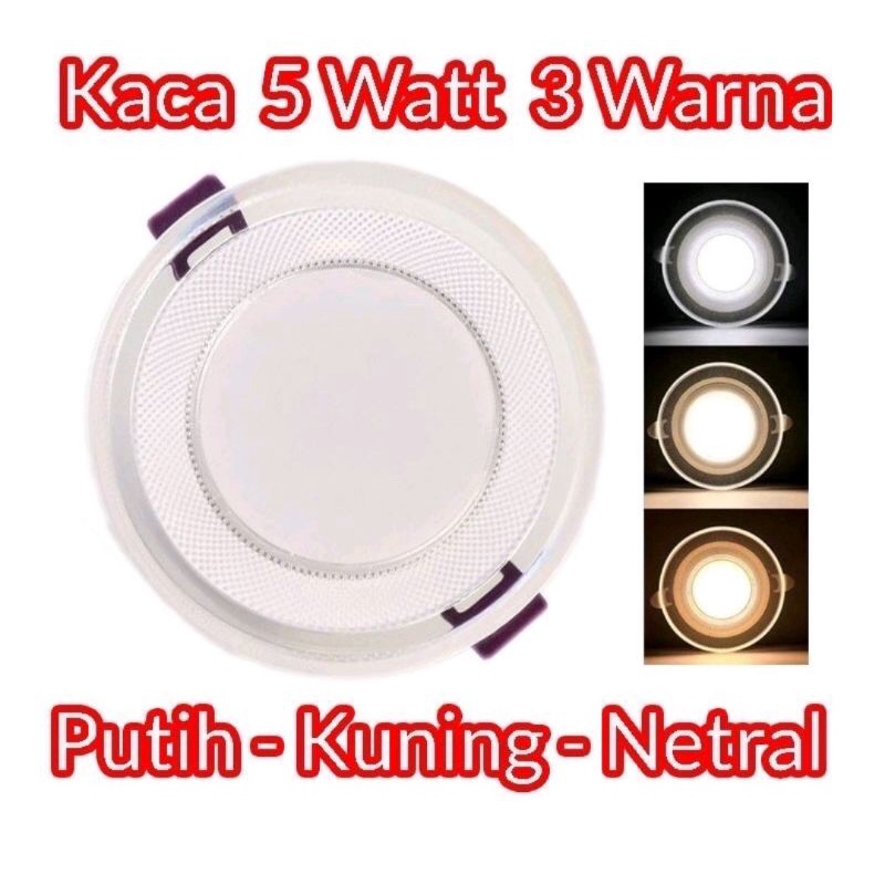 PROMO LAMPU LED DOWNLIGHT 6 WATT 3 WARNA BISA GANTI BEDA WARNA Diameter 10cm Lampu langit langit rumah lampu plavon plafon plapon