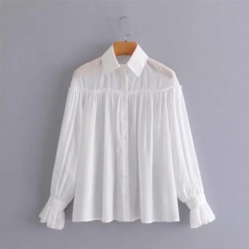 White Flare Sleeve Blouse