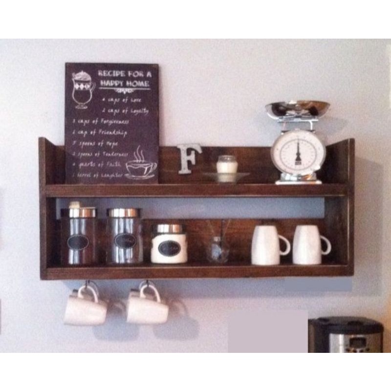 RAK DAPUR GELAS GANTUNGAN MUG KAYU JATI BELANDA RAK MINUMAN RAK DINDING DEKORASI DAPUR