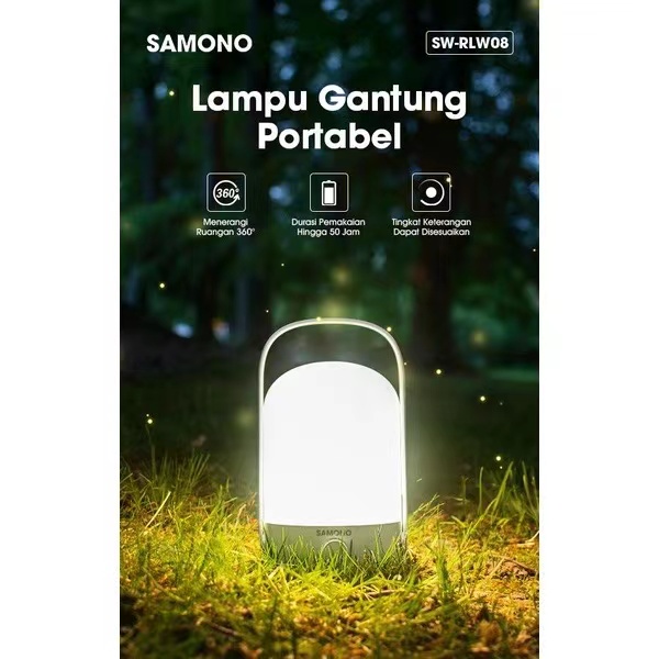 Samono Lampu Gantung Portabel Terang 360° Lampu Senter Tahan 50 Jam Chargeable SW-RLW08 Putih