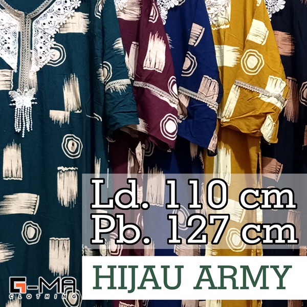 DASTER ARAB ZAHIRA LENGAN 3/4 | RESLETING DEPAN BUSUI | RAYON SANTUNG-HIJAU ARMY