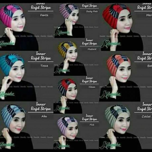 10pcs Inner Stripe Rajut / Kupluk Bandana Stripe Rajut