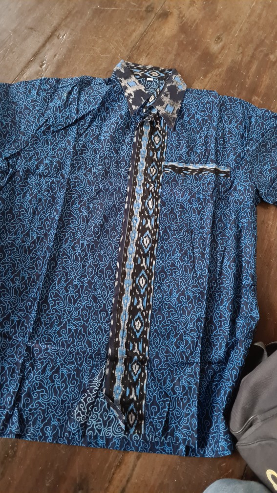 Couple Batik Seragam Kantor Motif Seno Biru 2197