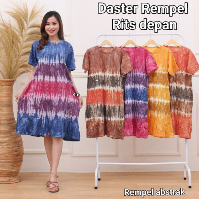 Daster Kaos Tiedye Kekinian Rempel Busui Resleting Depan Batik Pekalongan Termurah