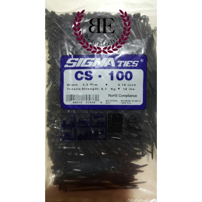 

HARGA SPESIAL Kabel Ties / Kabel Tis / Cable Tie CS 100 T Hitam 10 cm SIGMA CS100T