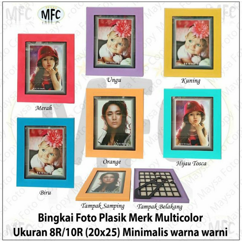 Bingkai foto plastik 8R atau 10r multi colour murah