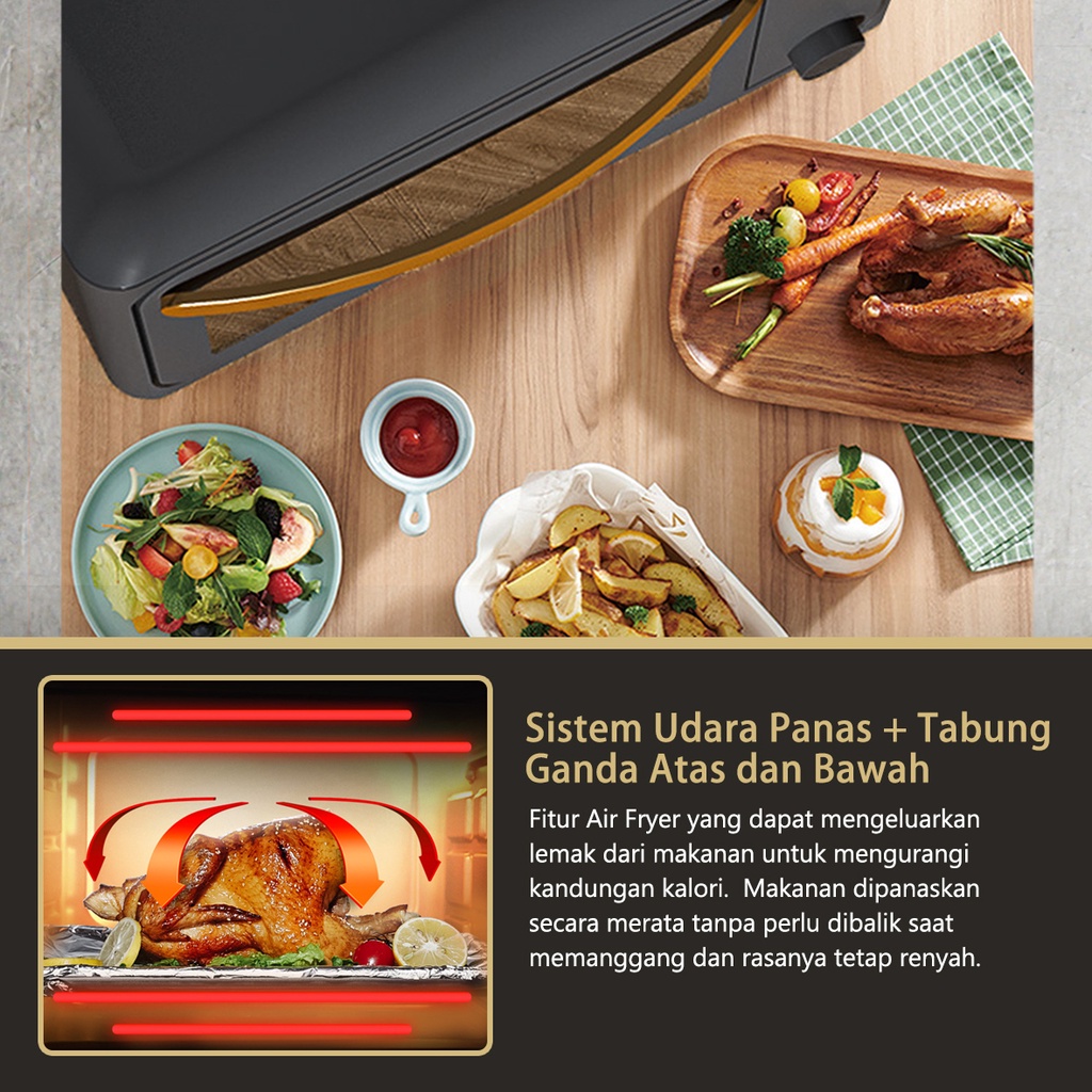 FLIFE OV24ED Digital Oven Listrik 24L With Air Fryer Toaster 24 Liter Pemanggang Penggoreng Touch Screen Anti Lengket 30-230°