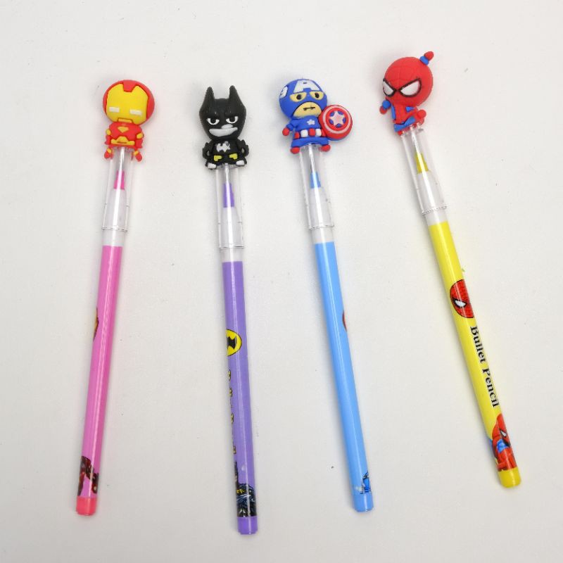

Pensil Avangers Batman Peluru Lantu Susun Bersia Refill Isi Super Hero
