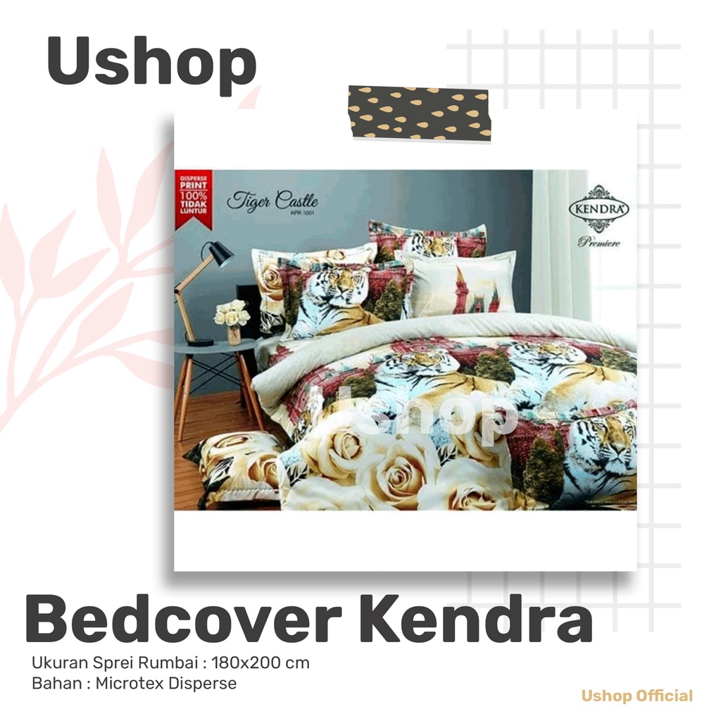 Set Bedcover + Sprei Rumbai Kendra 180x200 - KING Size 180 TIGER CASTLE - BC USHOP