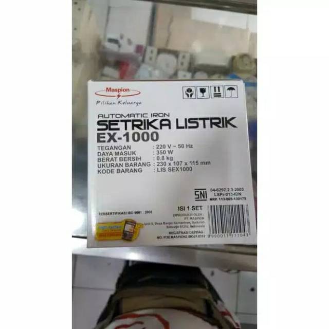 SETRIKA MASPION EX1000 TERMURAH GARANSI RESMI