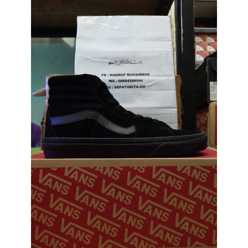 Sepatu Vans Sk8 Hi Suede Full Black