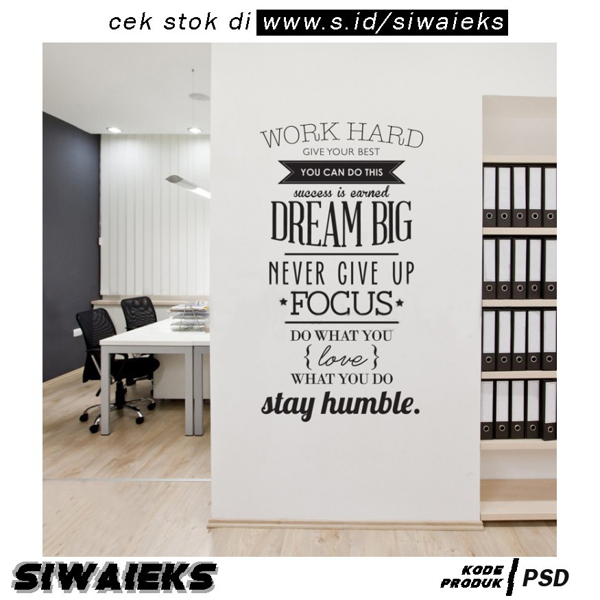 Grab Medan Sticker Wallpaper Dinding Work Hard Living Room Decoration PSD COCOPLAY Dekorasi Kam