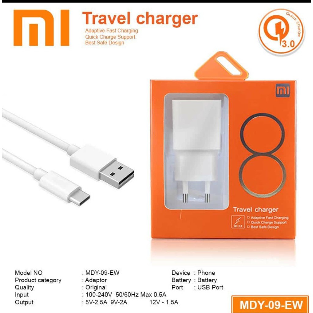 Travel Charger Xiaomi 18W Fast Charging Qualcomm 3.0 Original Casan Xiaomi Usb Micro Type C