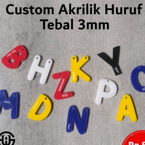 Custom Akrilik Huruf 3mm Latter Acrylic Warna Tulisan Font Abjad Laser Cutting 3 mm