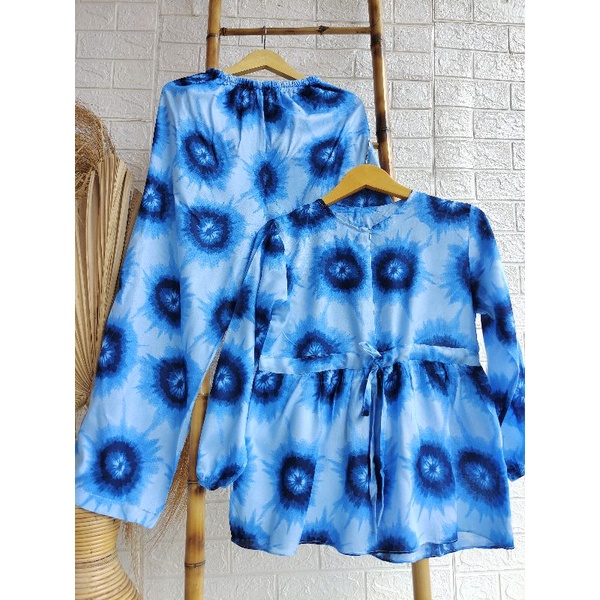 S,M,L,XL,XXL PAJAMAS BUSUI LD 100-120,TANGAN PANJANG,PAJAMAS RAYON DEWASA,ONE SET-TIE DYE BLUE