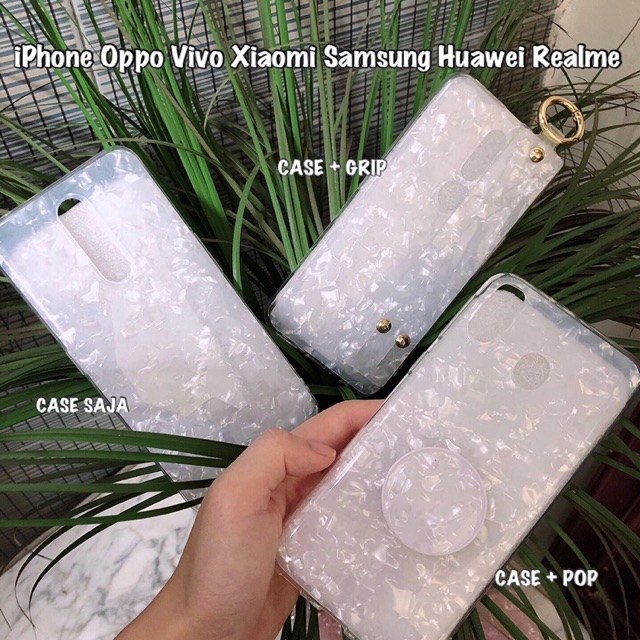 Marble Case White/Pink iPhone Oppo Vivo Xiaomi Samsung Huawei Realme X F11 pro V15 Y81 A30 A20 A50