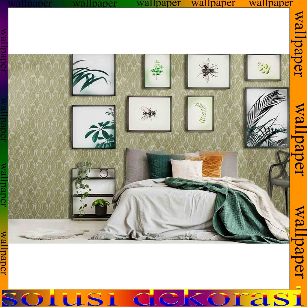 Motif Ulir Tralis Cream Elegan / Wallpaper Stiker Dinding 10 Meter x 45 Cm / Bahan PVC Anti Air