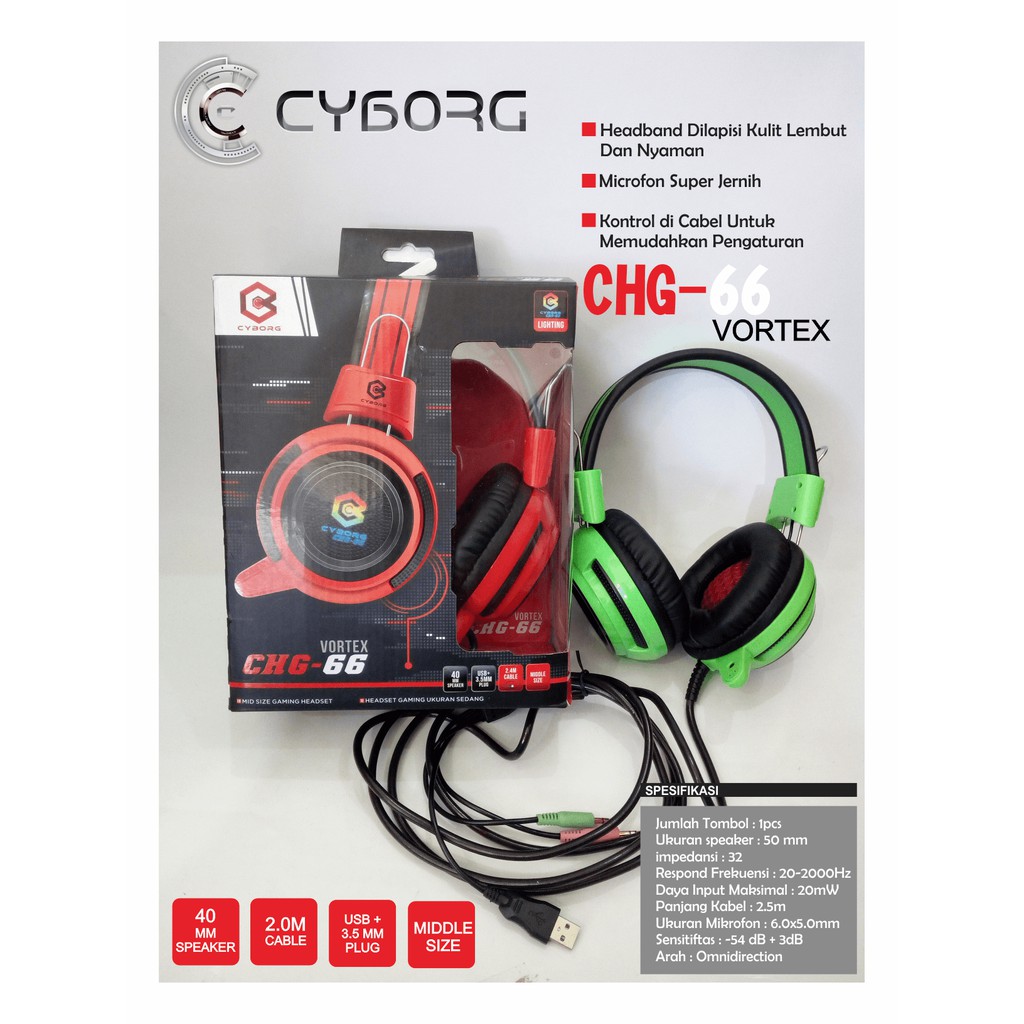 HEADSET GAMING CYBORG CHG 66 ( VORTEX )