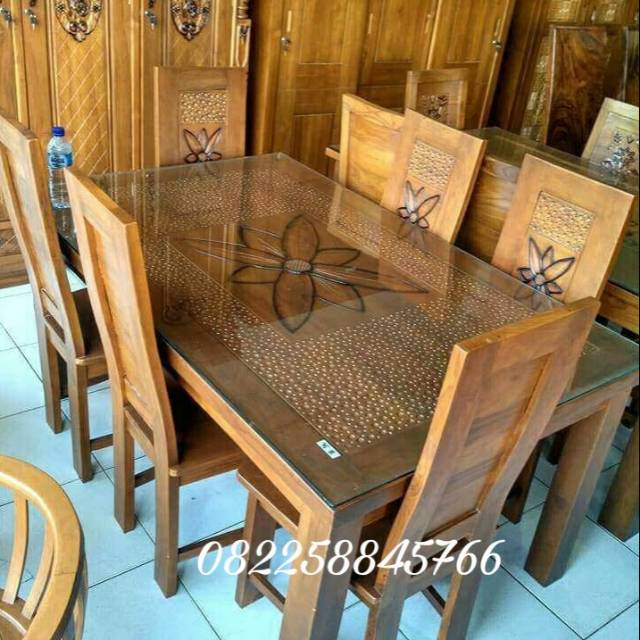 Meja Kursi Makan Full Ukir Minimalis Dari Kayu Jati Mebel Furniture Murah Jepang