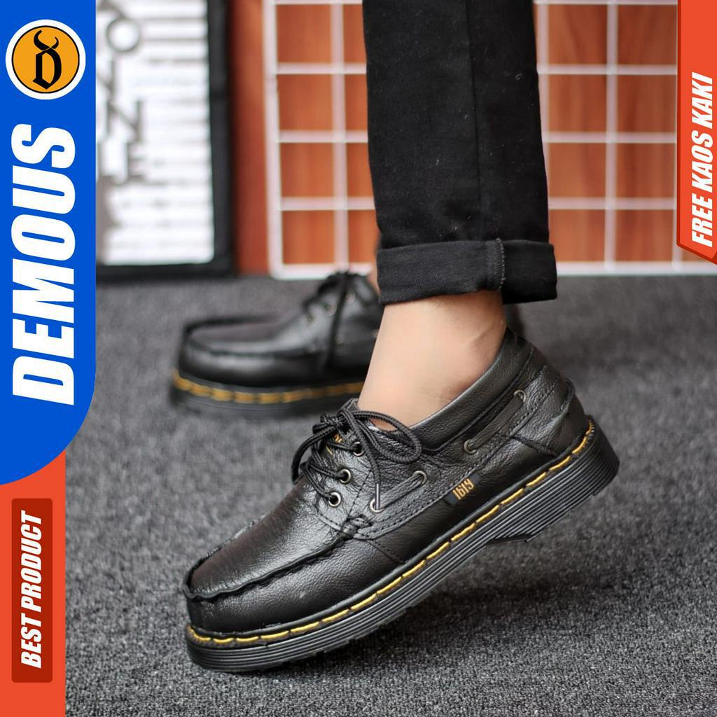 DEMOUS KILUA  - Sepatu Docmart Low Boots Formal Pantofel Kerja Casual Hitam Pria