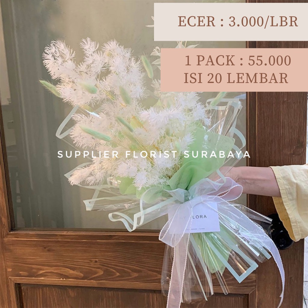 [5 LEMBAR] KERTAS BUNGA MIKA FRAME/WRAPPING PAPER/ WRAP BUNGA/FLOWER WRAP/PEMBUNGKUS KERTAS WATERPROOF