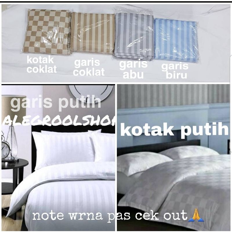 (MURAH&amp;ADEM!!)SPREI HOTEL DOBY GARIS PUTIH UKURAN SINGLE