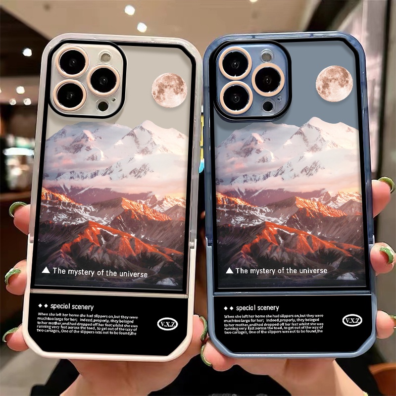 Soft Case Transparan Dengan Bracket Untuk IPhone 11 13 12 Pro MAX X XR XS MAX 8 7 Plus 6 6S