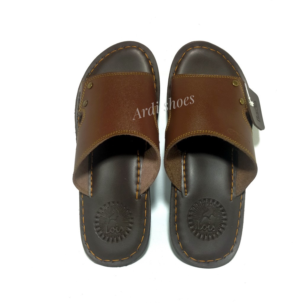 Sandal Kulit Pria Slop Santai Sendal jepit Cowok Dewasa Casual Murah slop hitam