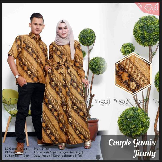 Couple Jianty ORI SVJ gamis batik solo pakaian wanita baju couple sarimbit seragam batik keluarga