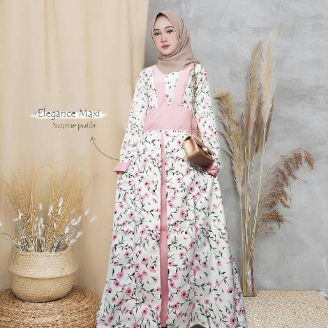 GAMIS KOMBINASI Bunga sakura Katun
