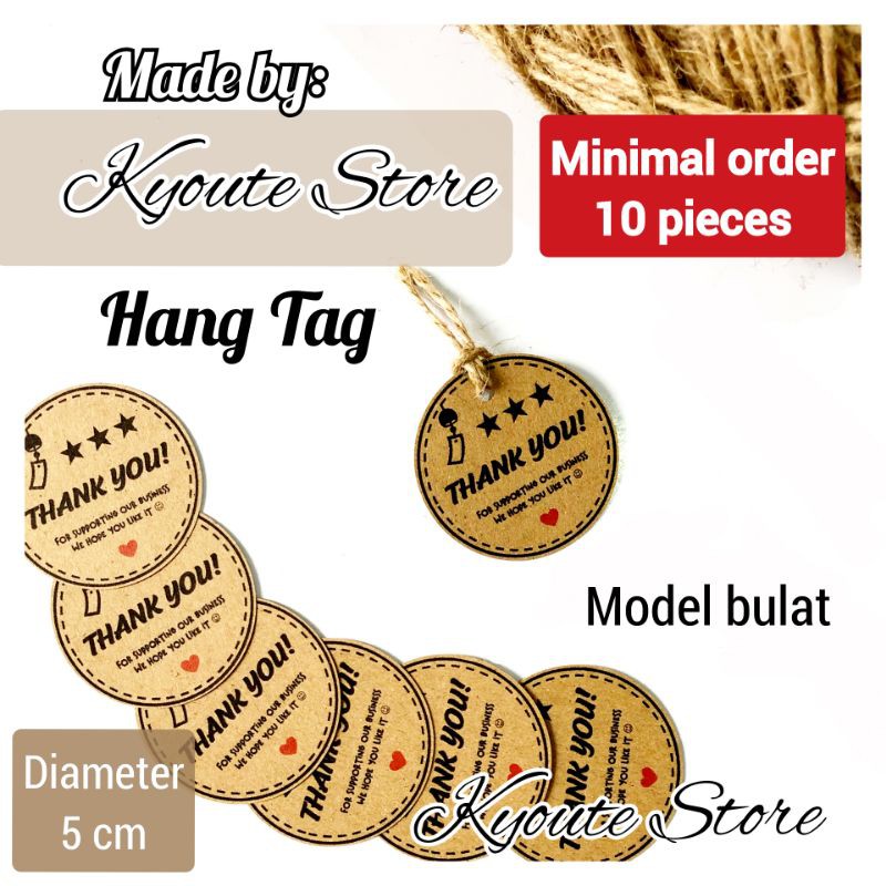 

Craft Hang Tag Thank You Bulat / Gift / Tag Produk Jualan Simple Aesthetic Rustic Natural