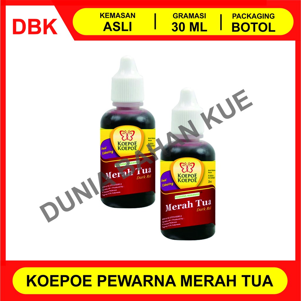 

PEWARNA MAKANAN MINUMAN KOEPOE KOEPOE KUPU KUPU 30 ML - MERAH TUA