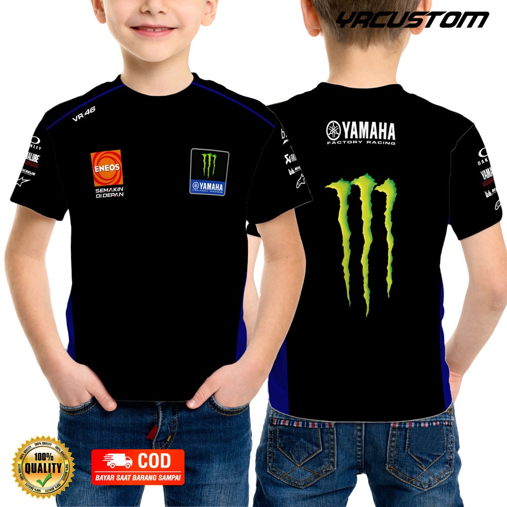 Baju Kaos Jersey Anak Moto Gp Yamaha Monster Energy Full Printing