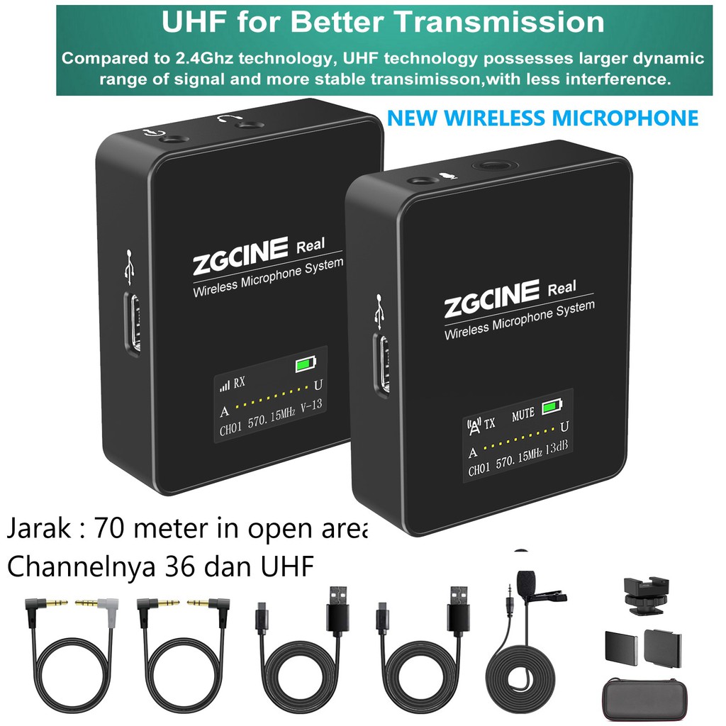 UHF Wireless Microphone System Wireless Lavalier Microphone ZGCINE