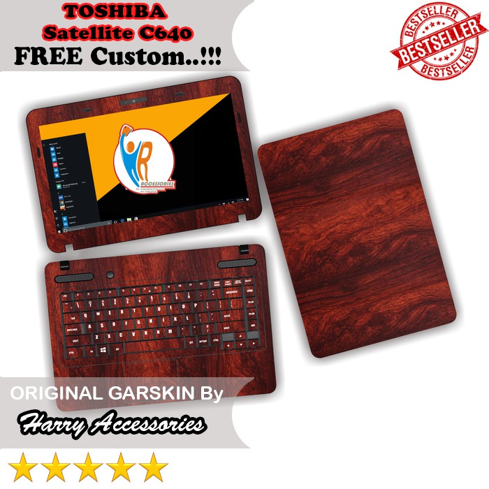 Original Garskin Laptop Full Body TOSHIBA Satellite C640 Motif Wood Free Custom Gambar