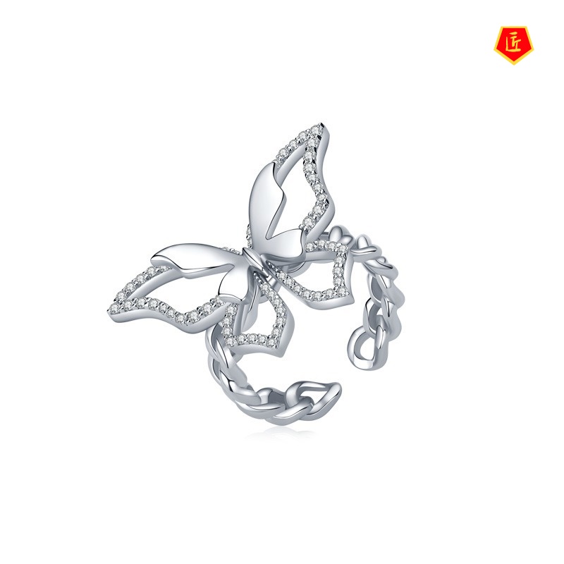 [Ready Stock]Elegant Graceful Fairy Butterfly Chain Ring Advanced Design Sense