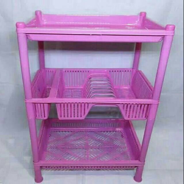 RAK PIRING PLASTIK 3 SUSUN / RAK PIRING / RAK SUSUN / RAK SERBAGUNA